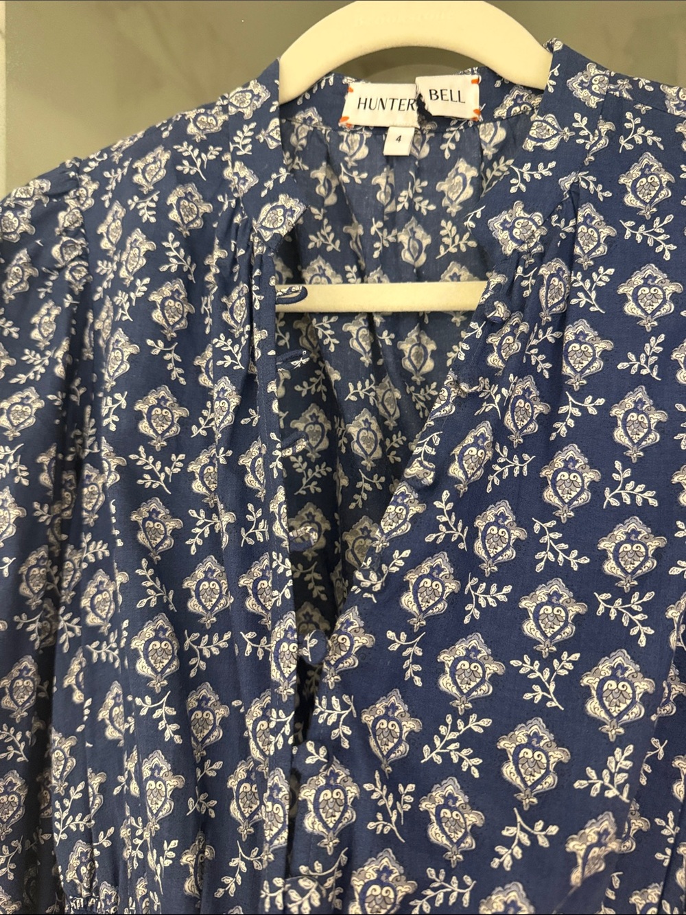 HUNTER BELL Navy Blue Floral Smocked-Waist Midi Dress - Picture 2 of 4